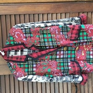Retro Vintage Faith Blazer Jacket Coat Floral Plaid Size Large 1980’s
